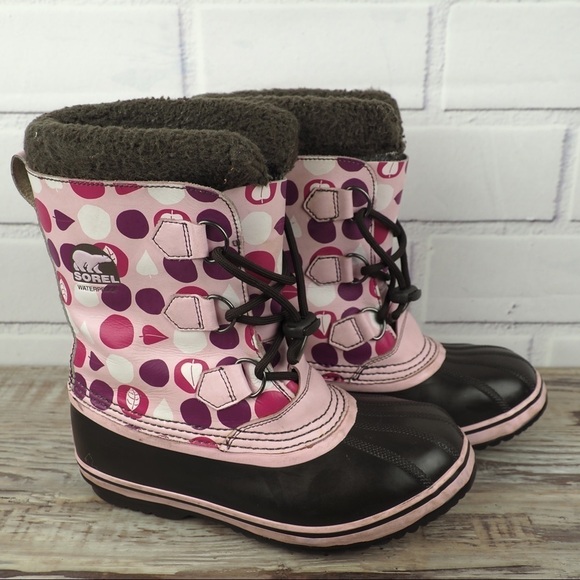 Sorel Yoot Pak Y6 W8 pink rubber leather waterproof boots - Picture 4 of 8